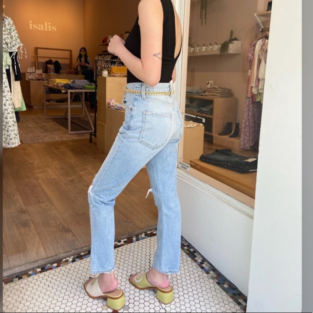 AGOLDE Riley Ripped Crop  Straight Leg Jeans - Picture 2 of 6